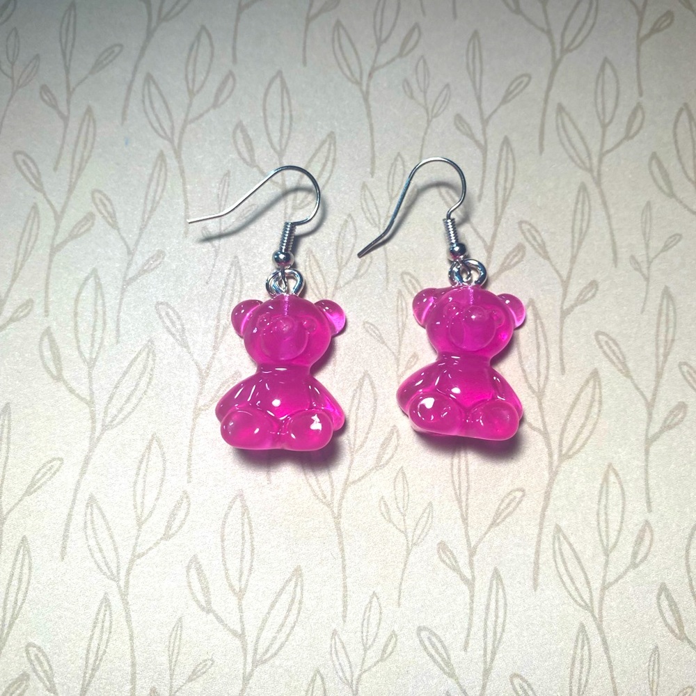 Hot Pink Bear Earrings!
